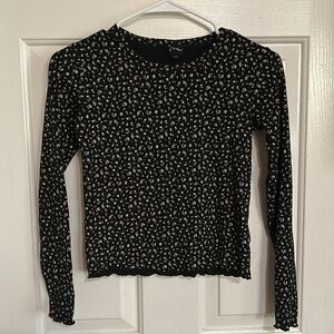 Girls Floral Black Long Sleeve Top